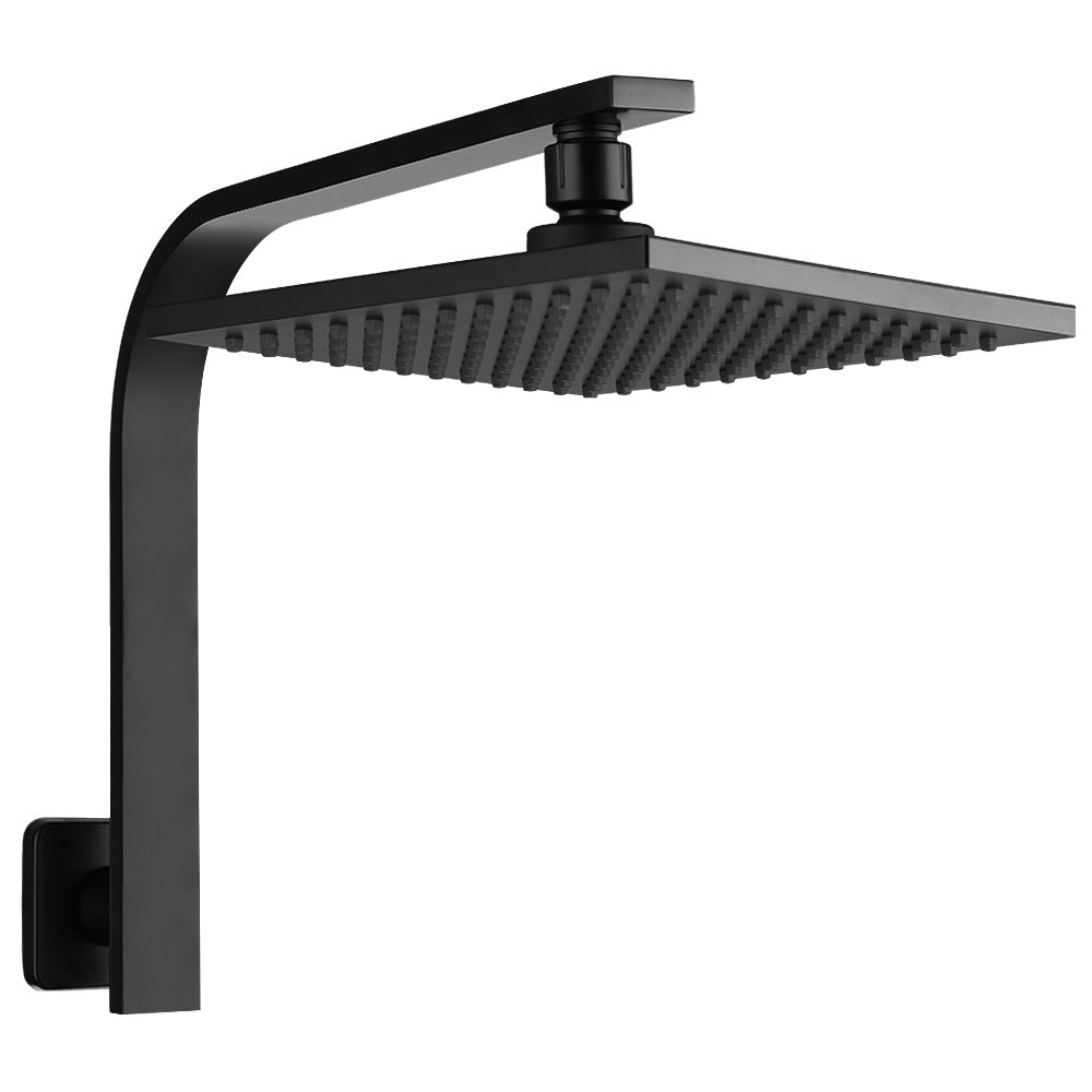 Cefito WElS 8'' Rain Shower Head Set Square High Pressure Wall Arm DIY Black freeshipping - Awezingly