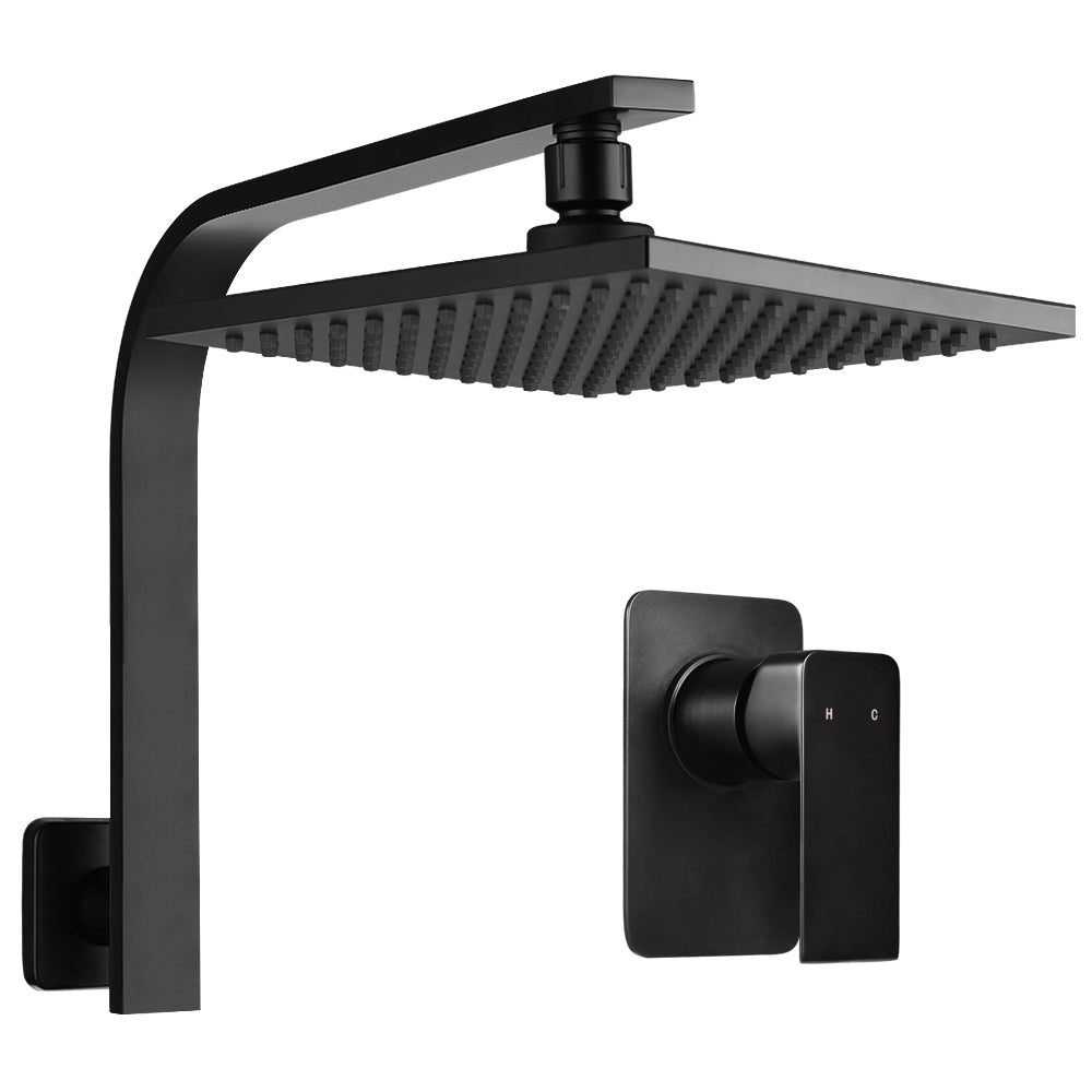 Cefito WElS 8'' Rain Shower Head Mixer Square High Pressure Wall Arm DIY Black freeshipping - Awezingly