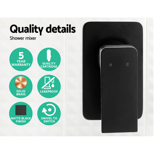 Cefito WElS 8'' Rain Shower Head Mixer Square High Pressure Wall Arm DIY Black freeshipping - Awezingly