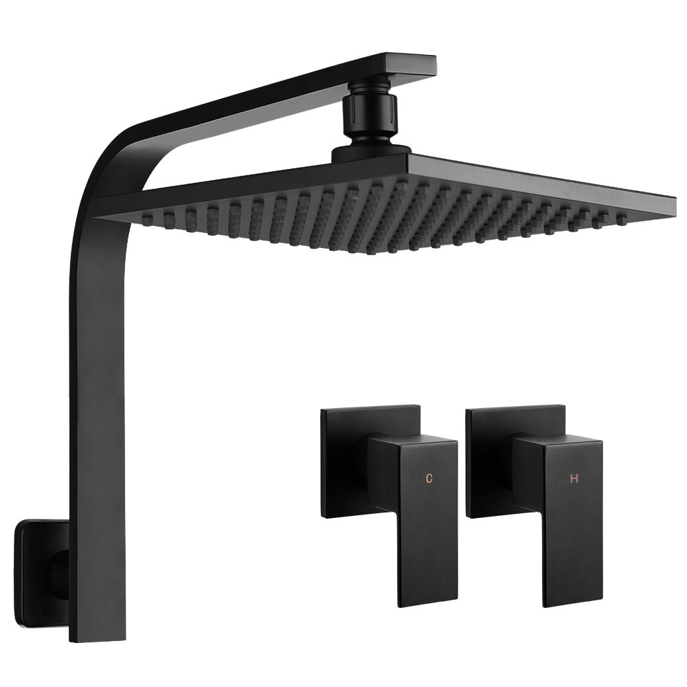 Cefito WElS 8'' Rain Shower Head Taps Square High Pressure Wall Arm DIY Black freeshipping - Awezingly