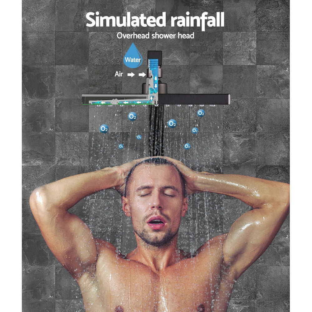 Cefito WElS 8'' Rain Shower Head Taps Square High Pressure Wall Arm DIY Black freeshipping - Awezingly