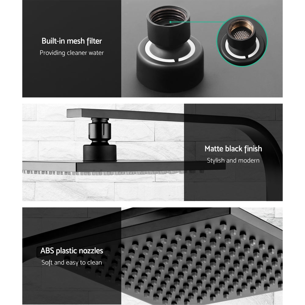Cefito WElS 8'' Rain Shower Head Taps Square High Pressure Wall Arm DIY Black freeshipping - Awezingly