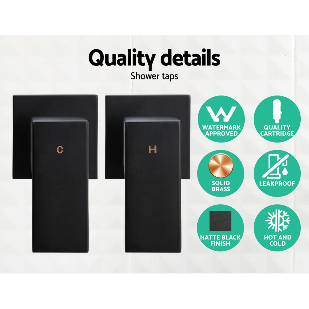 Cefito WElS 8'' Rain Shower Head Taps Square High Pressure Wall Arm DIY Black freeshipping - Awezingly