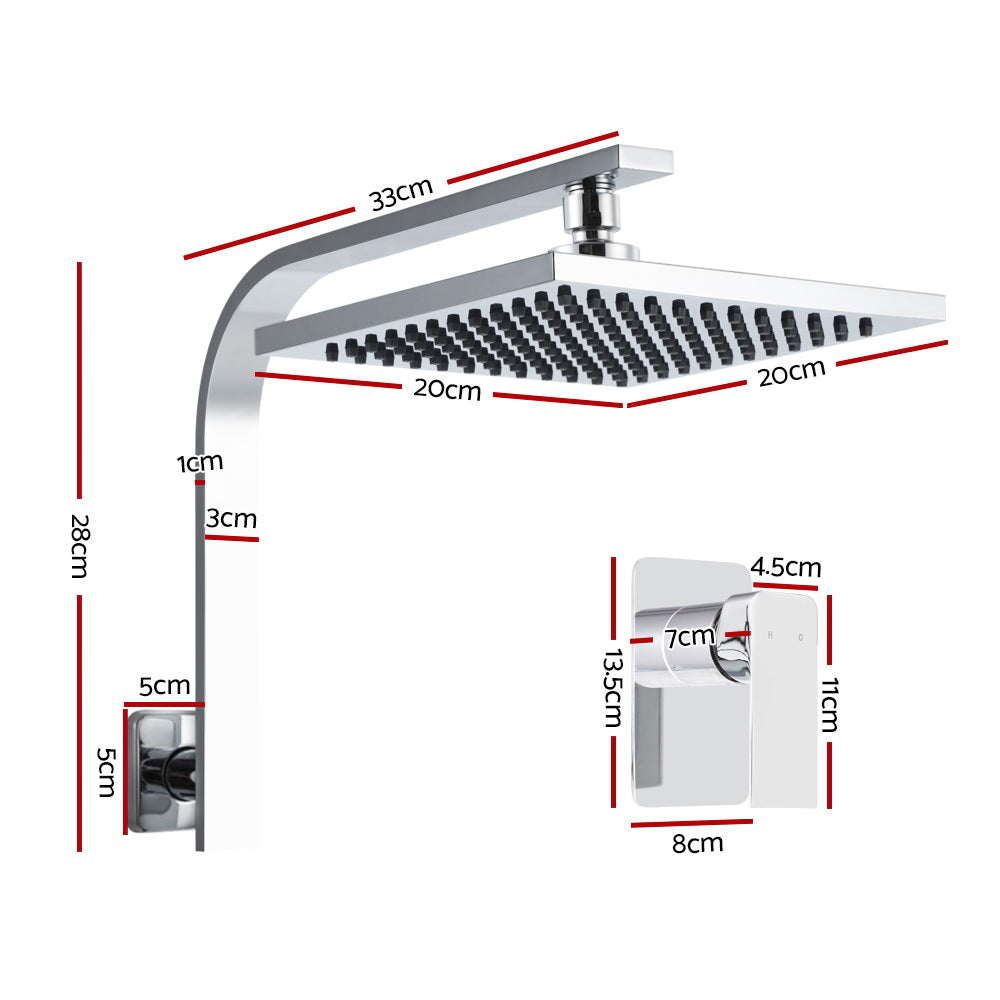 Cefito WElS 8'' Rain Shower Head Mixer Square High Pressure Wall Arm DIY Chrome freeshipping - Awezingly