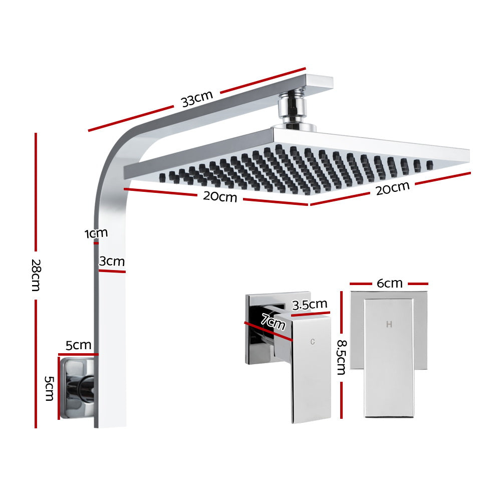 Cefito WElS 8'' Rain Shower Head Taps Square High Pressure Wall Arm DIY Chrome freeshipping - Awezingly