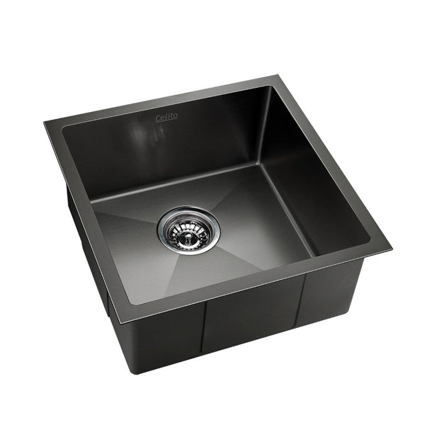 Cefito 51cm x 45cm Stainless Steel Kitchen Sink Under/Top/Flush Mount Black Cefito