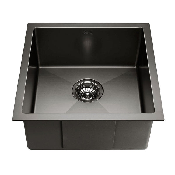 Cefito 51cm x 45cm Stainless Steel Kitchen Sink Under/Top/Flush Mount Black Cefito