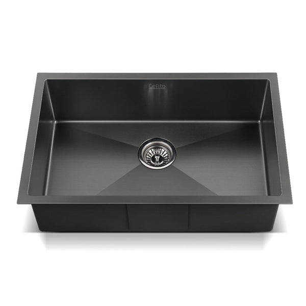 Cefito 70cm x 45cm Stainless Steel Kitchen Sink Under/Top/Flush Mount Black Cefito