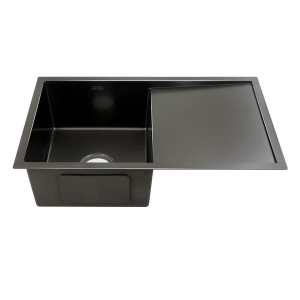 Cefito 75cm x 45cm Stainless Steel Kitchen Sink Under/Top/Flush Mount Black freeshipping - Awezingly