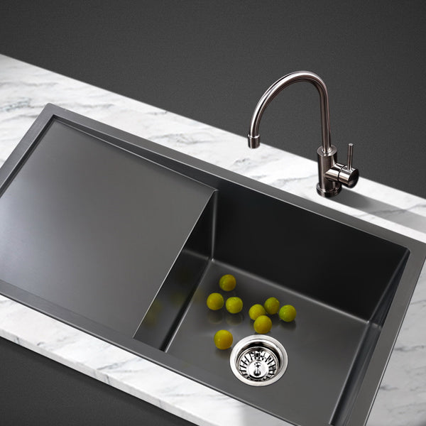Cefito 75cm x 45cm Stainless Steel Kitchen Sink Under/Top/Flush Mount Black freeshipping - Awezingly
