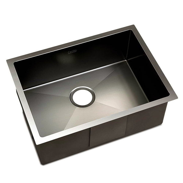Cefito 60cm x 45cm Stainless Steel Kitchen Sink Under/Top/Flush Mount Black freeshipping - Awezingly