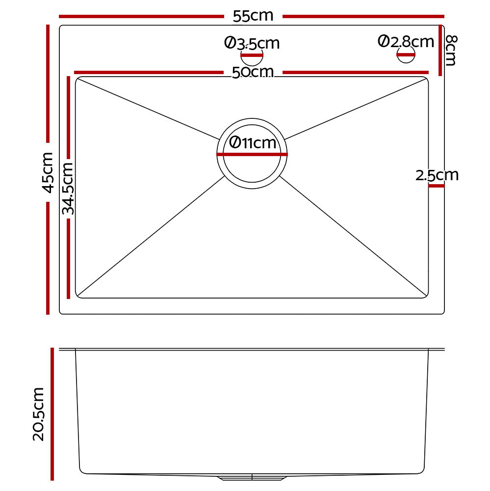 Cefito 55cm x 45cm Stainless Steel Kitchen Sink Flush/Drop-in Mount Silver freeshipping - Awezingly