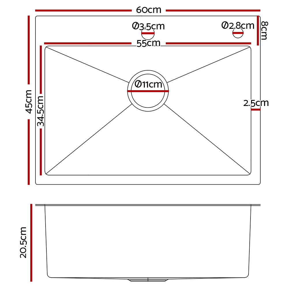Cefito 60cm x 45cm Stainless Steel Kitchen Sink Flush/Drop-in Mount Silver freeshipping - Awezingly