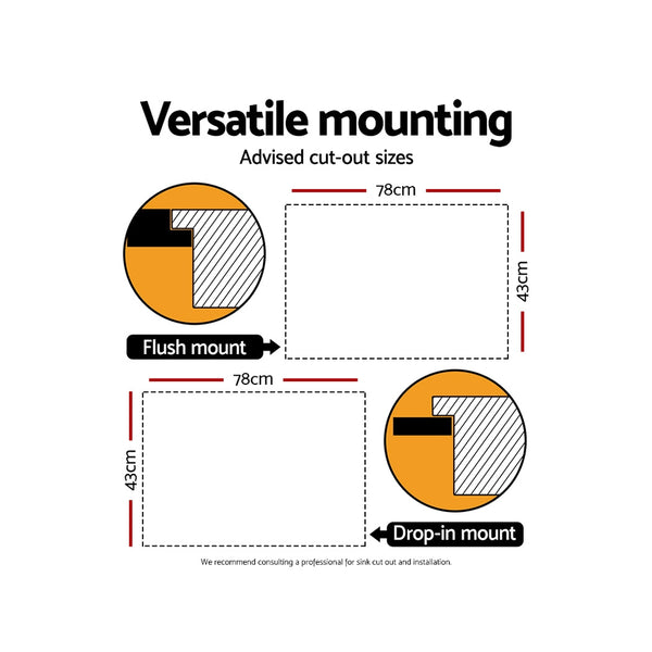 Cefito 80cm x 45cm Stainless Steel Kitchen Sink Flush/Drop-in Mount Silver freeshipping - Awezingly