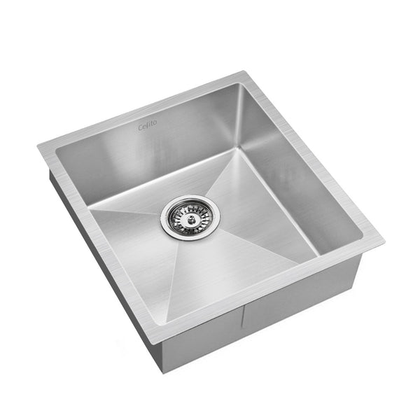 Cefito 44cm x 44cm Stainless Steel Kitchen Sink Under/Top/Flush Mount Black freeshipping - Awezingly