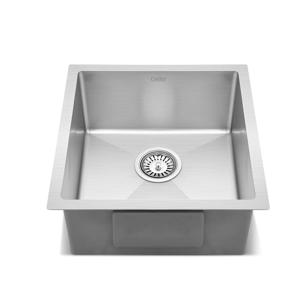 Cefito 44cm x 44cm Stainless Steel Kitchen Sink Under/Top/Flush Mount Black freeshipping - Awezingly