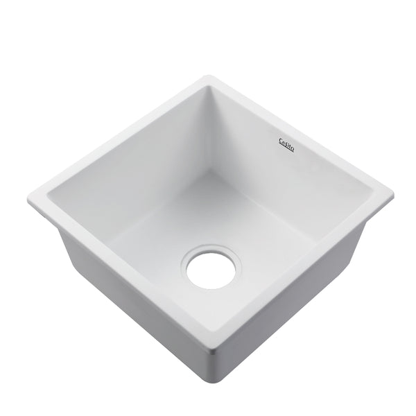 Cefito Stone Kitchen Sink 450X450MM Granite Under/Topmount Basin Bowl Laundry White freeshipping - Awezingly