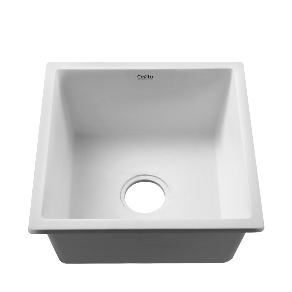 Cefito Stone Kitchen Sink 450X450MM Granite Under/Topmount Basin Bowl Laundry White freeshipping - Awezingly