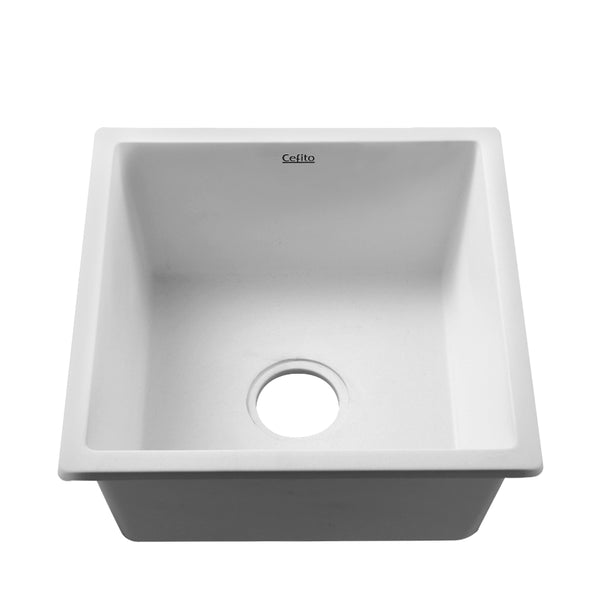 Cefito Stone Kitchen Sink 450X450MM Granite Under/Topmount Basin Bowl Laundry White freeshipping - Awezingly