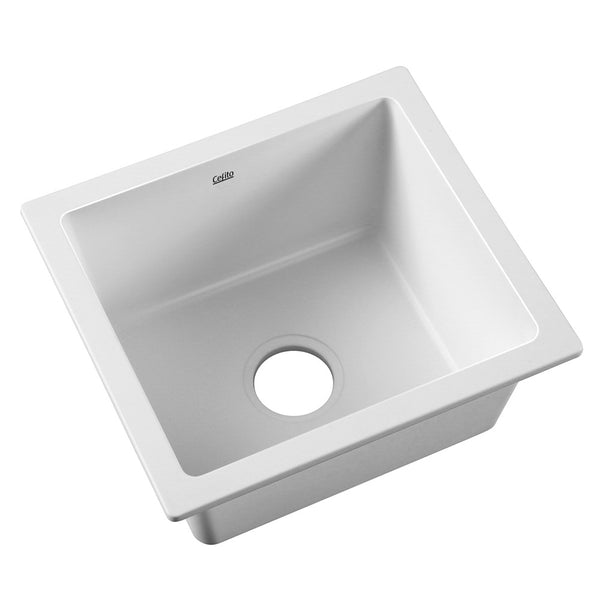 Cefito Stone Kitchen Sink 460X410MM Granite Under/Topmount Basin Bowl Laundry White freeshipping - Awezingly
