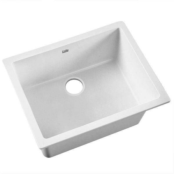 Cefito Stone Kitchen Sink 610X470MM Granite Under/Topmount Basin Bowl Laundry White freeshipping - Awezingly