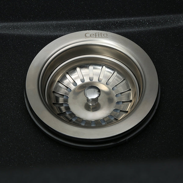 Cefito Kitchen Sink 80X48CM Granite Stone Kitchen Sinks in Black Cefito