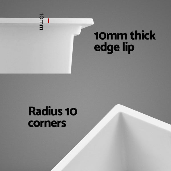 Cefito Kitchen Sink Stone Sink Granite Laundry Basin Double Bowl 79cmx46cm White Cefito