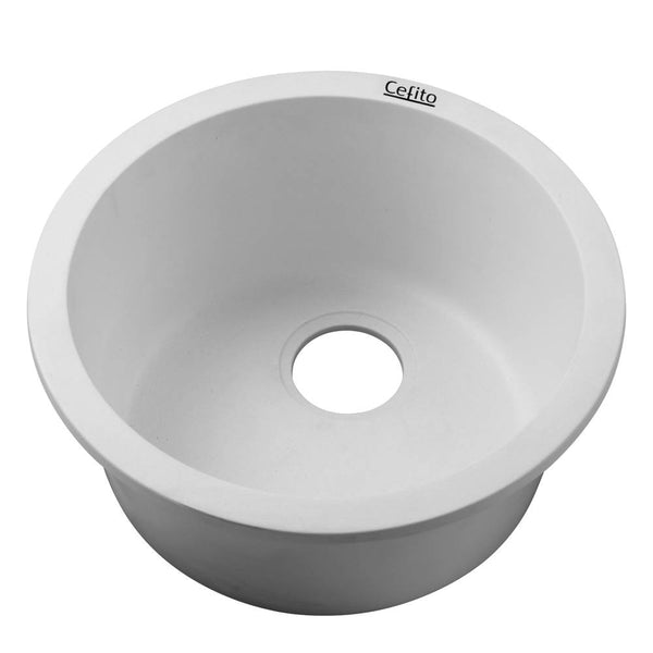 Cefito Stone Kitchen Sink Round 430MM Granite Under/Topmount Basin Bowl Laundry White freeshipping - Awezingly
