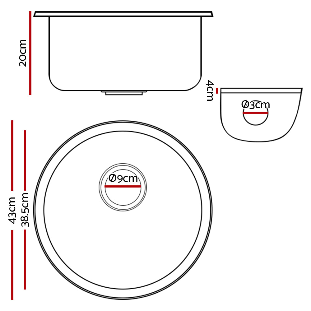 Cefito Stone Kitchen Sink Round 430MM Granite Under/Topmount Basin Bowl Laundry White freeshipping - Awezingly