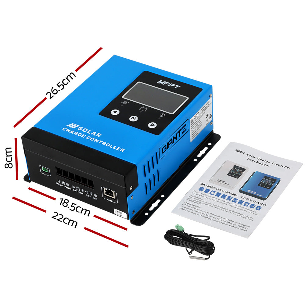 Giantz 60A MPPT Solar Charge Controller Auto 12V/24V/36V/48V Battery Regulator Giantz