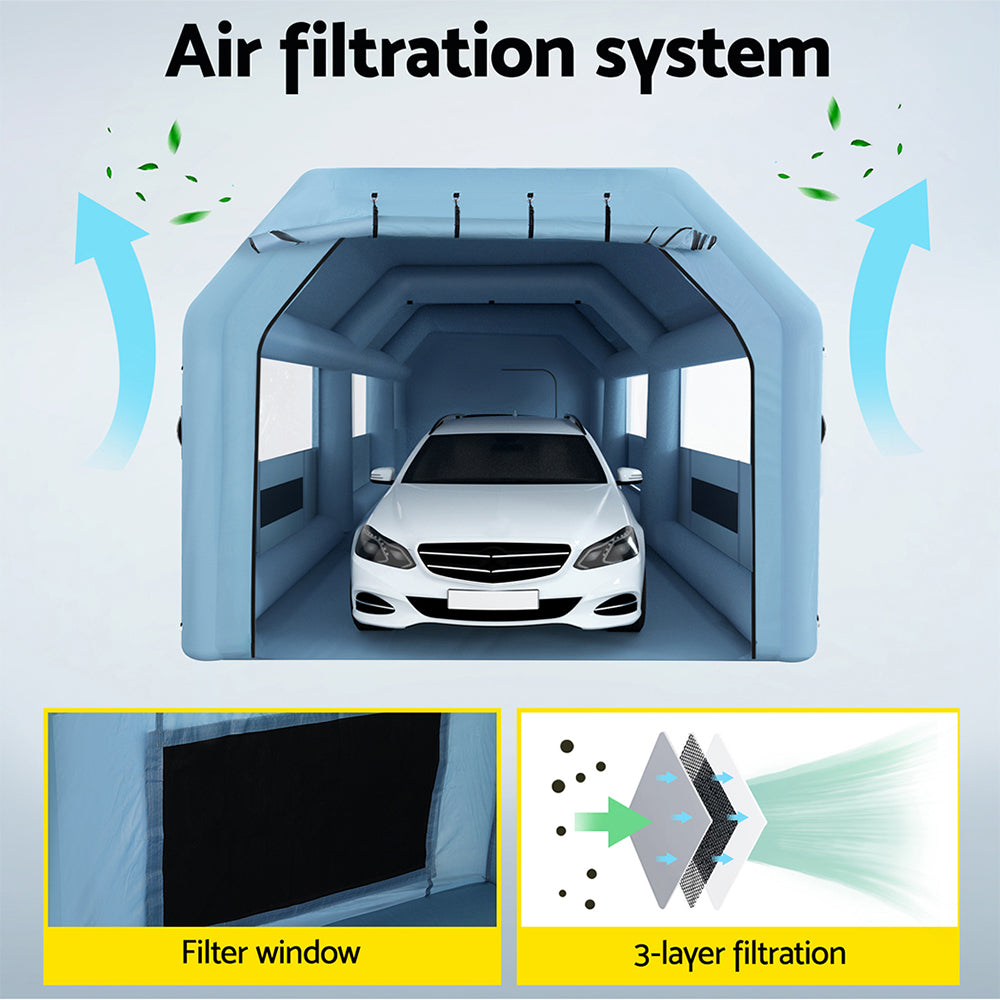 Giantz Inflatable Spray Booth 10X5M Car Paint Tent Filter System 2 Blowers Giantz