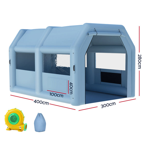 Giantz Inflatable Spray Booth 4X3M Car Paint Tent Filter System Blower Giantz