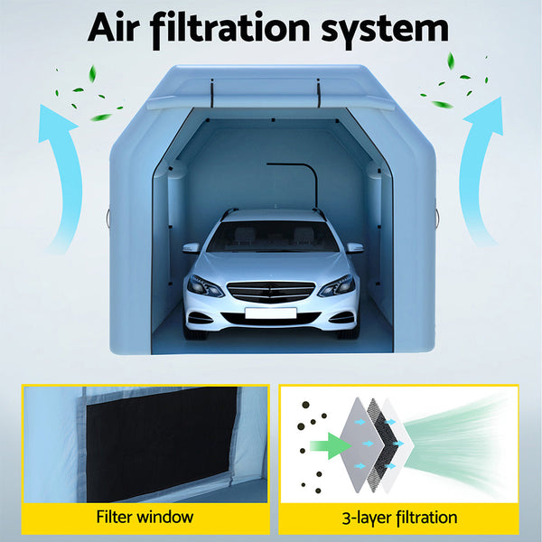 Giantz Inflatable Spray Booth 4X3M Car Paint Tent Filter System Blower Giantz