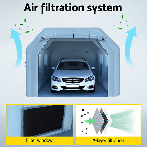 Giantz Inflatable Spray Booth 6X4M Car Paint Tent Filter System Blower Giantz
