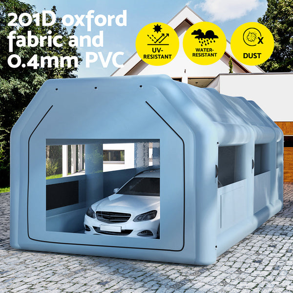 Giantz Inflatable Spray Booth 8.5X4.6M Car Paint Tent Filter System 2 Blowers Giantz