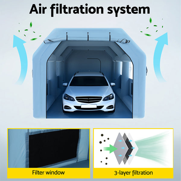 Giantz Inflatable Spray Booth 8.5X4.8M Car Paint Tent Filter System 2 Blowers Giantz