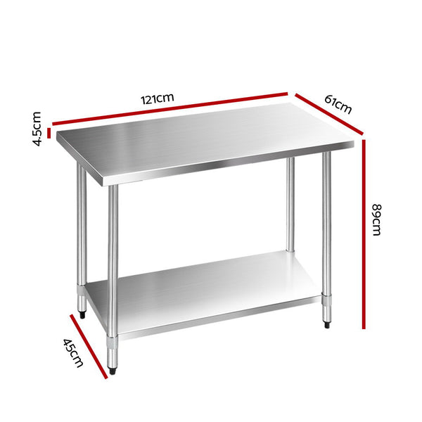 Cefito 1219 x 610mm Commercial Stainless Steel Kitchen Bench freeshipping - Awezingly