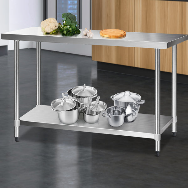 Cefito 1524 x 610mm Commercial Stainless Steel Kitchen Bench freeshipping - Awezingly