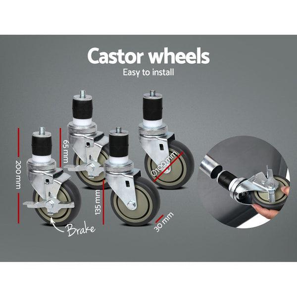 Cefito 304 Stainless Steel Kitchen Benches Work Bench Food Prep Table with Wheels 1219MM x 610MM freeshipping - Awezingly