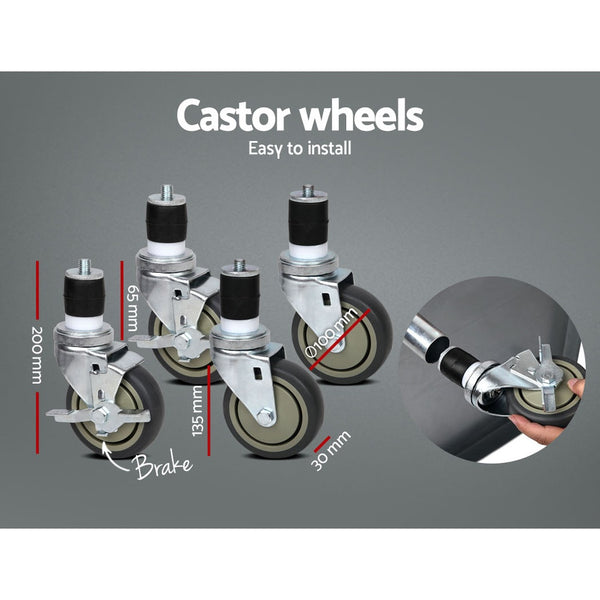 Cefito 304 Stainless Steel Kitchen Benches Work Bench Food Prep Table with Wheels 1524MM x 610MM freeshipping - Awezingly