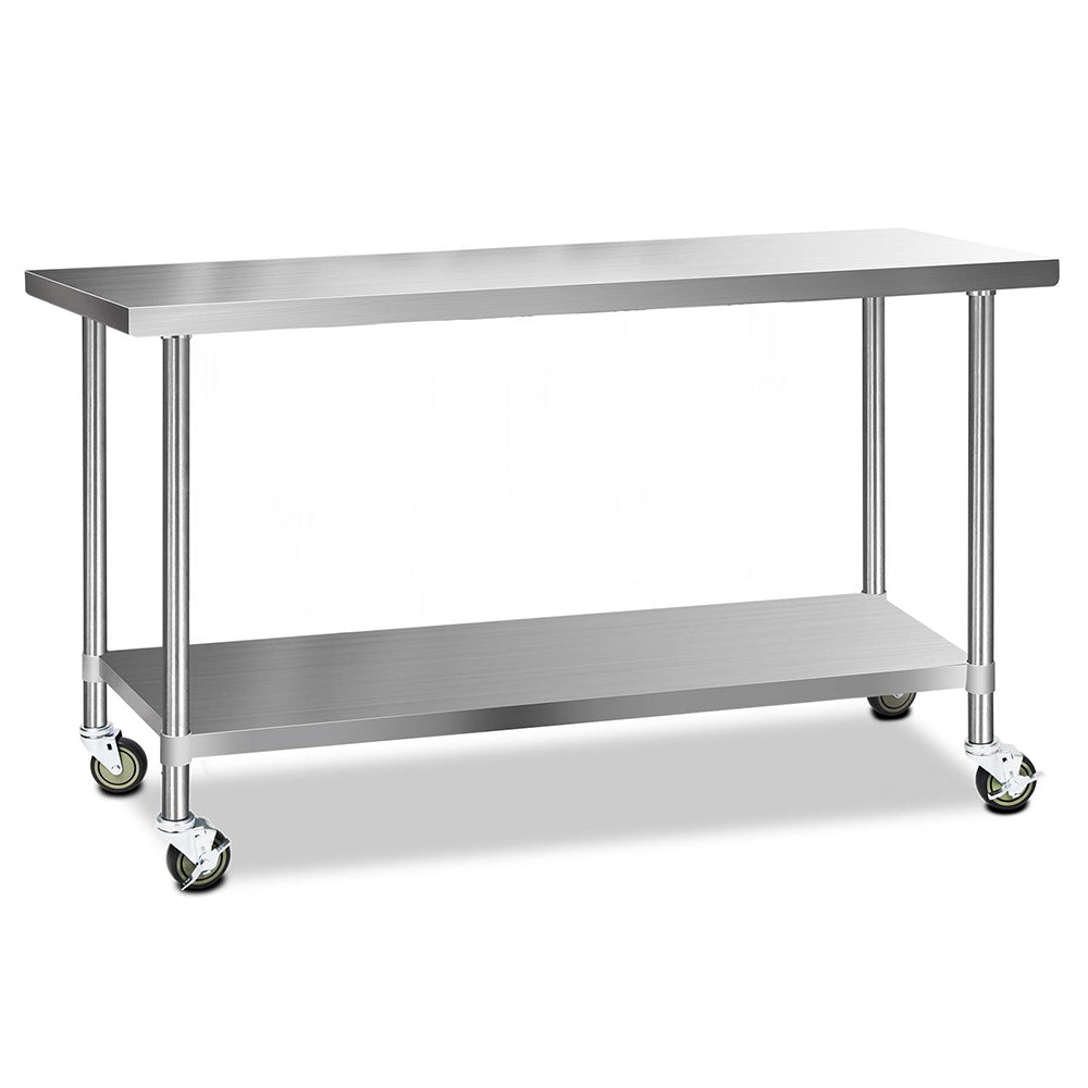 Cefito 304 Stainless Steel Kitchen Benches Work Bench Food Prep Table with Wheels 1829MM x 610MM freeshipping - Awezingly