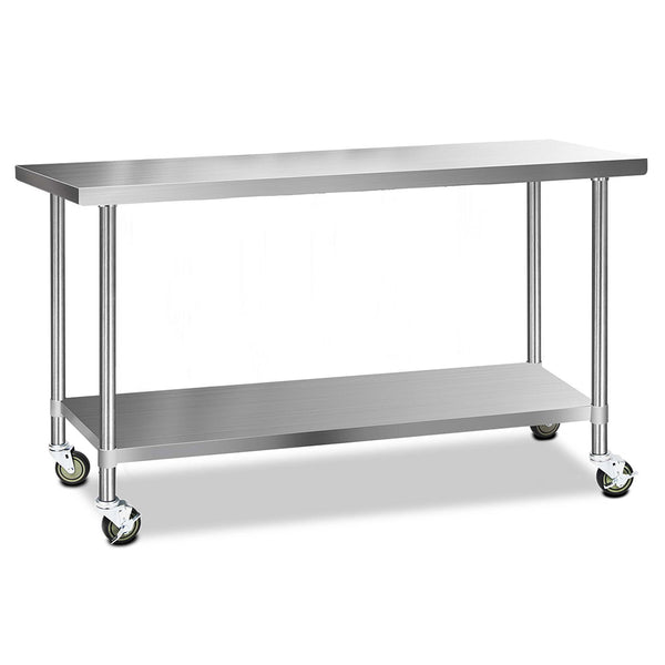 Cefito 304 Stainless Steel Kitchen Benches Work Bench Food Prep Table with Wheels 1829MM x 610MM freeshipping - Awezingly