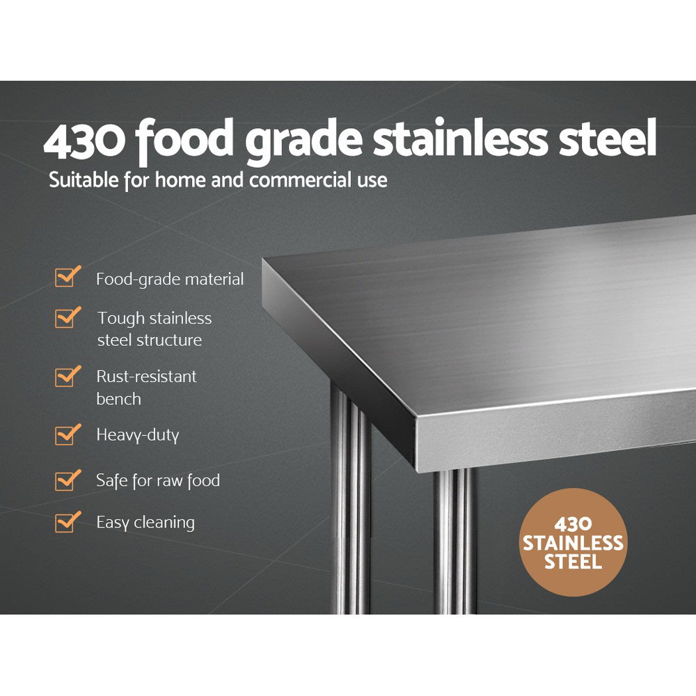 Cefito 610 x 610m Commercial Stainless Steel Kitchen Bench Cefito