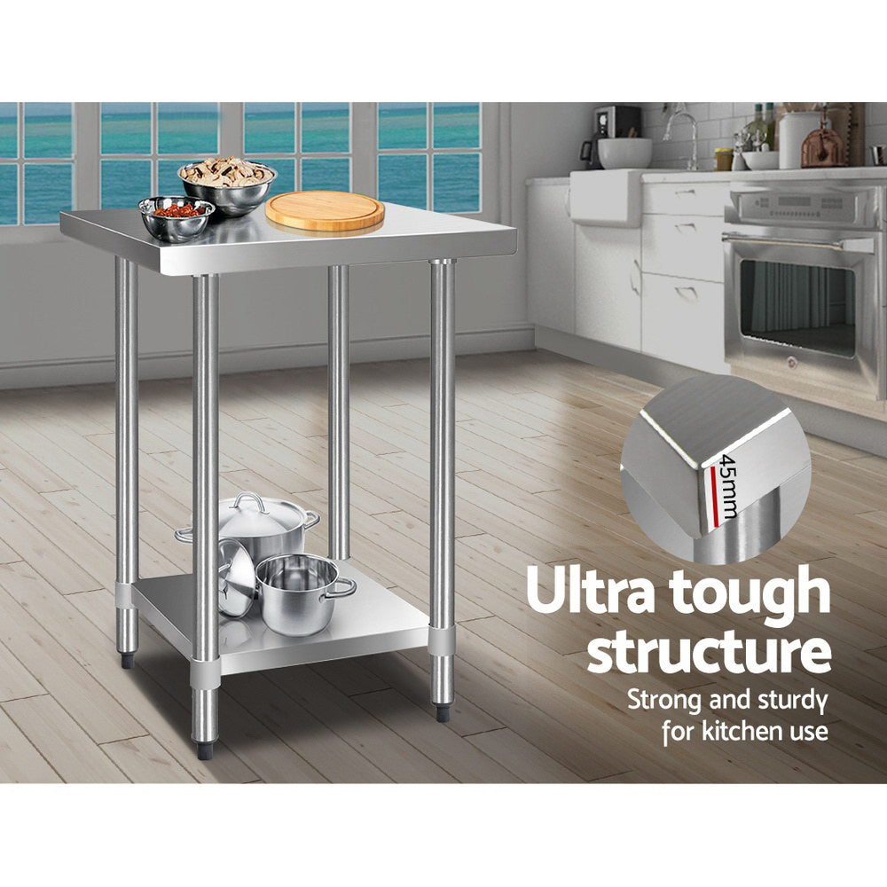 Cefito 610 x 610m Commercial Stainless Steel Kitchen Bench Cefito