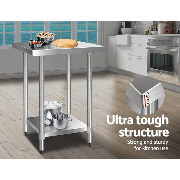 Cefito 610 x 610m Commercial Stainless Steel Kitchen Bench Cefito
