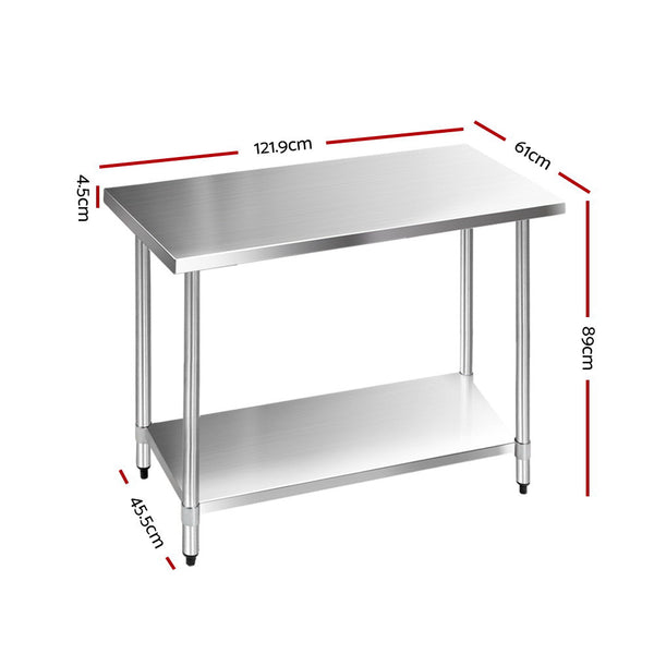 Cefito 610 x 1219mm Commercial Stainless Steel Kitchen Bench freeshipping - Awezingly