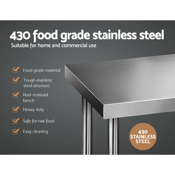 Cefito 610 x 1219mm Commercial Stainless Steel Kitchen Bench freeshipping - Awezingly