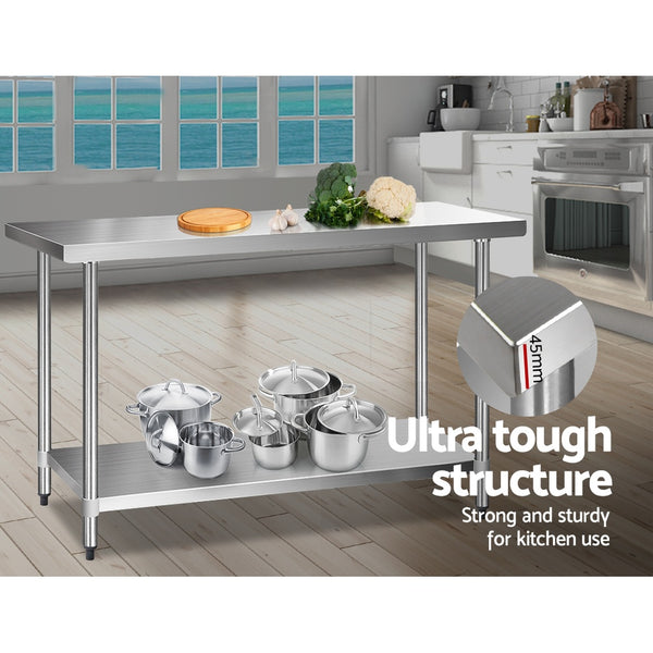 Cefito 610 x 1524mm Commercial Stainless Steel Kitchen Bench freeshipping - Awezingly