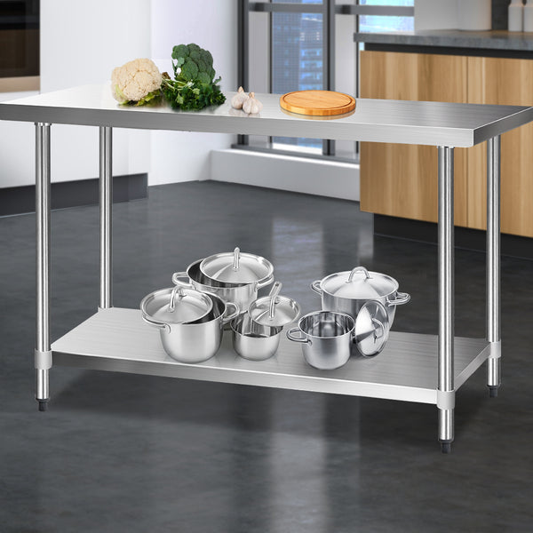 Cefito 610 x 1524mm Commercial Stainless Steel Kitchen Bench freeshipping - Awezingly