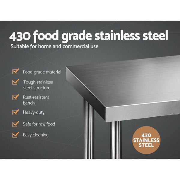 Cefito 610 x 1829mm Commercial Stainless Steel Kitchen Bench Cefito